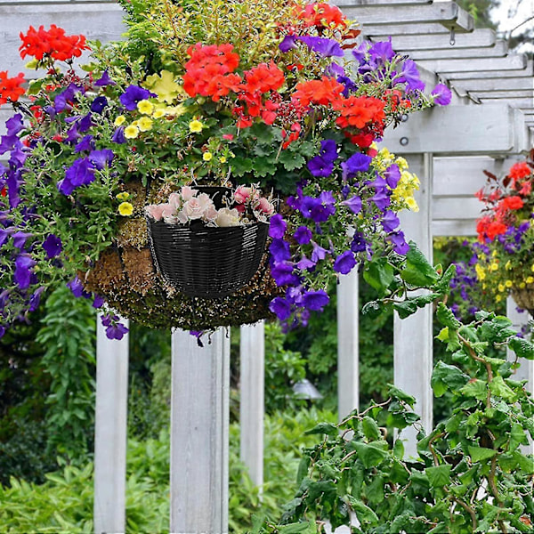 Väggmonterade hängande blomlådor, plastblomkrukor för staket med krokar, svart T Black
