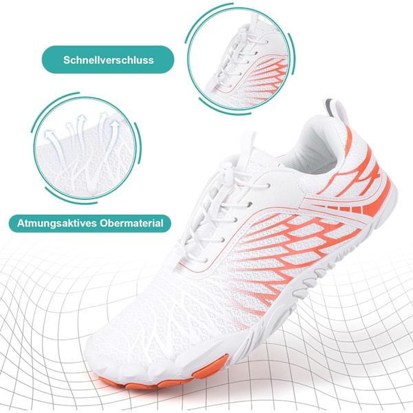 Unisex Barefoot Sko, Hurtigtørrende, Letvægts, Åndbar, Skridsikker, Bred Tådesign H02 orange 43 EU