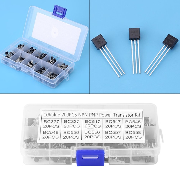 10 værdier NPN PNP transistor 200 stk transistor sortimentssæt tre stift transistor TO-92 BC327-BC558