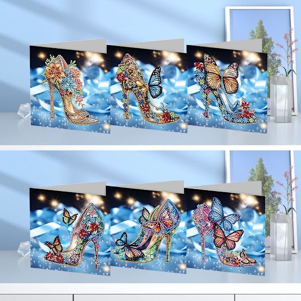 12/8/6/4-pack DIY Diamantkonst Julgranskortsats, Handgjorda Kristallkonstkort HK041