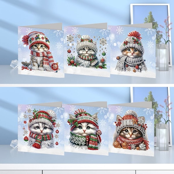 Juldiamantkonst-kortset, 12/8/6/4-pack, DIY handgjorda kort HK051