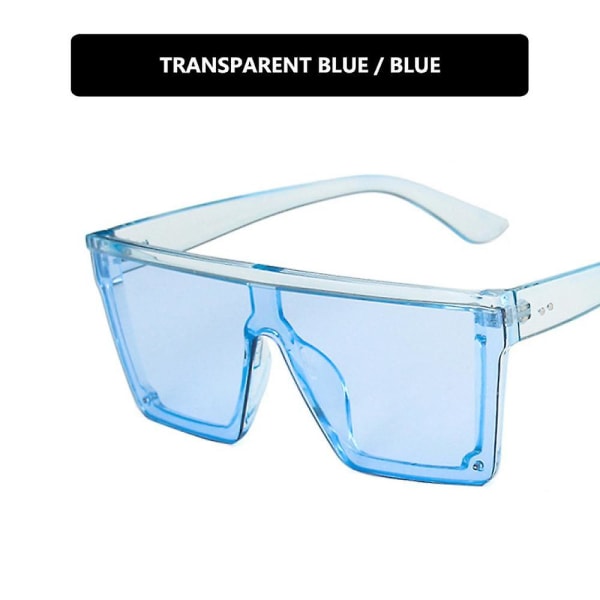 Transparent blå båge Blå filmdamer Solglasögon för män Oversized fyrkantiga båglösa solglasögon Uv400 Solglasögon Trend Stora bågar Solglasögon i ett stycke Nyhet