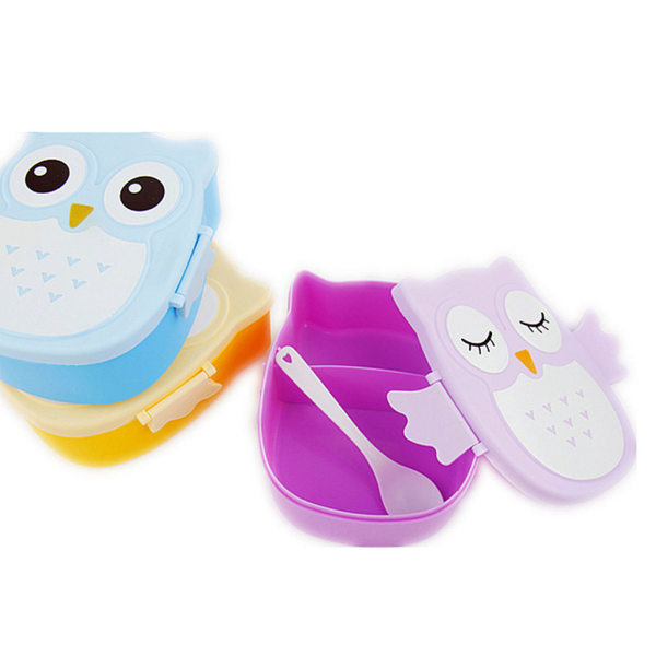 Owl Lunchbox Söt isolerad mikrovågsmatlåda för barn och studenter Rosa