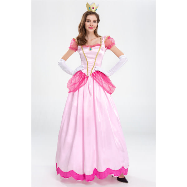 Halloween kostym Super Mario Princess Peach cosplay kostym Castle Queen klänning rosa XL rosa XL SQBB