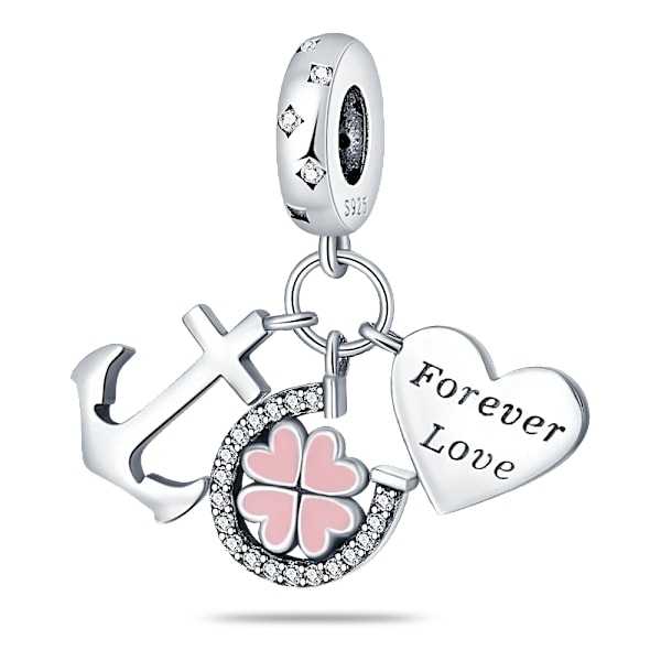 925 Silver Grön Fyrblad Klöver Rosa Stjärna Passar Pandora Original Armband Charm Pärlor Halsband Diy Kvinna Smycken SMC3630