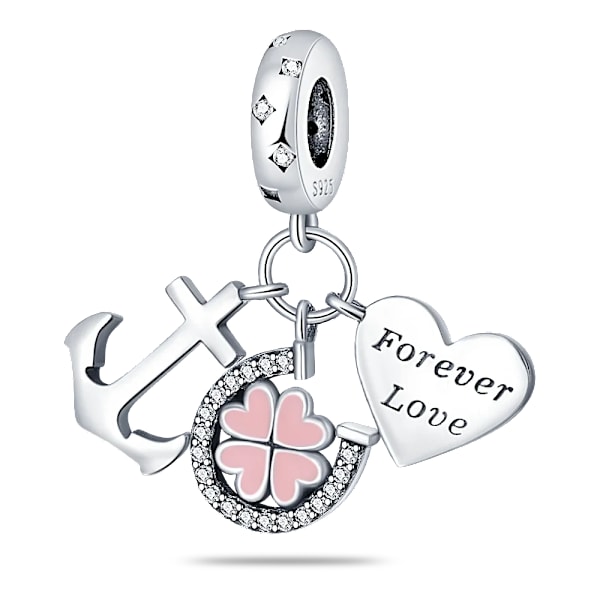 925 Sølv Grön Fyrblad Kløver Rosa Stjerne Fit Pandora Original Armbånd Charm Perler Halskjede Diy Kvinne Smykker SMC3630