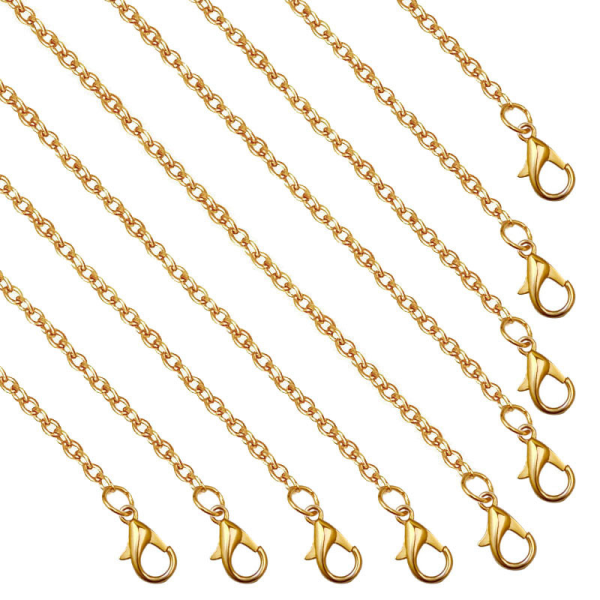 SQBB 20 trådar 45 cm guldkedja i rostfritt stål med hummerlås för hantverk, hängen, halsband, armband, gör-det-själv, smyckestillverkning