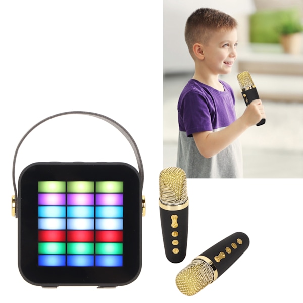 Lasten Mini Karaoke-laite BT 5.3 LED-valoefektit Langaton Bluetooth-kaiutin 2 mikrofonilla Juhliin