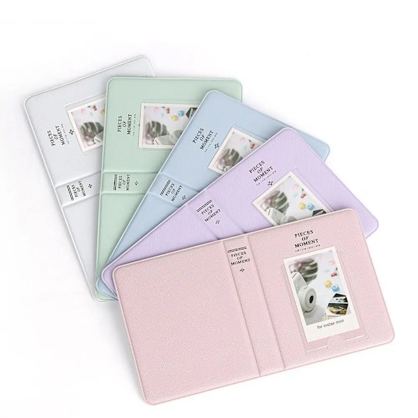 64 fickor fotoalbum direktbildskamera 3 tums bilder förvaringsfodral frimärken biljetter kort för Fujifilm Instax Mini 12/11/9 Vit
