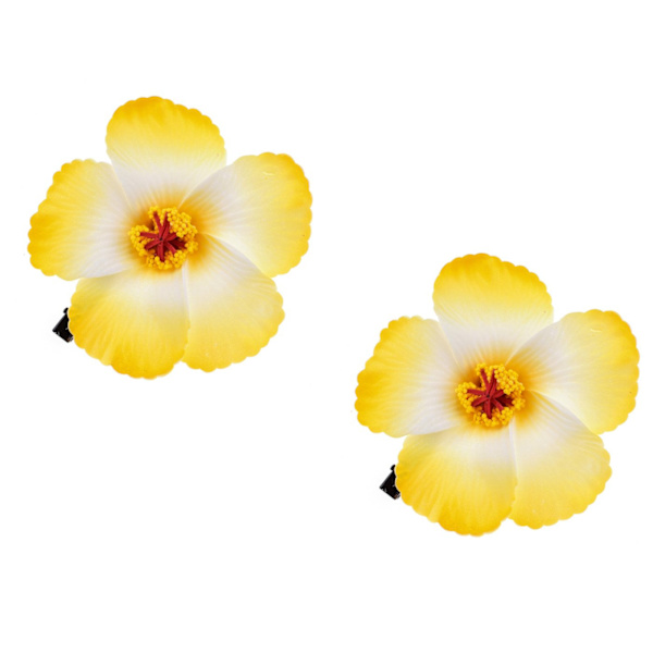 2 stk. Hawaii Plumeria Hårklipp for Strandfest (Gul) Yellow