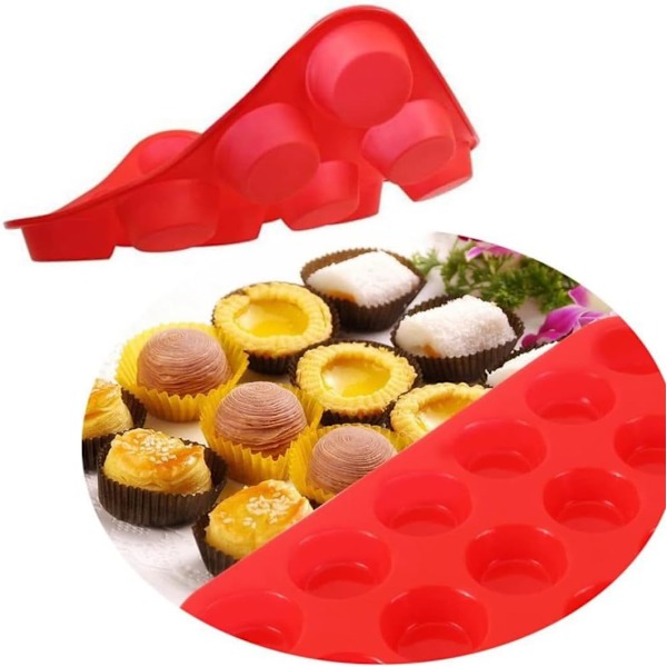 2-pack silikonmuffinsform och cupcakebricka med 12 koppar - Non-stick kakformar/formar, silikonbakform, BPA-fri, semestertillbehör