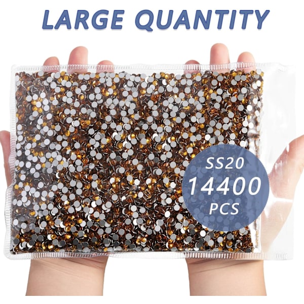 14400 kpl Strassit DIY-käsitöihin, Topaasi, SS20, 4,6-4,8 mm Topaz SS20/14400pcs