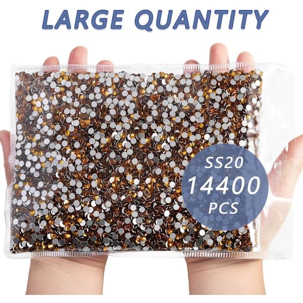 14400 st Rhinestones för DIY-hantverk, Topaz, SS20, 4,6-4,8 mm Topaz SS20/14400pcs