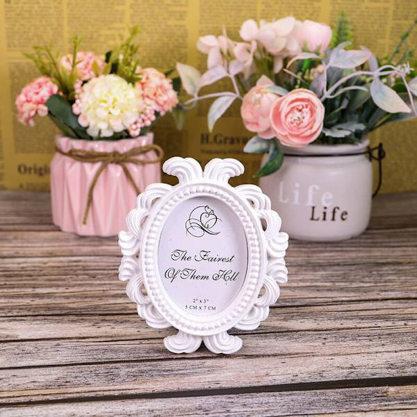 Valkoinen (9,5X8cm) Lite Retro Oval Baroque -kuv框，yöpöydän pöytäkoriste kodin ja puutarhan sisustukseen