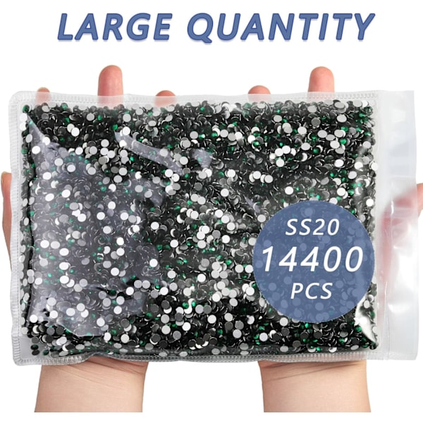 14400 kpl Vihreitä Litteitä Strassisia DIY-Töihin, Smaragdi, SS20, 4,6-4,8 mm Emerald SS20/14400pcs