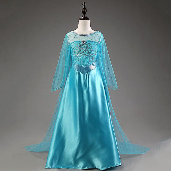SQBB Frozen Elsa Princess Dress Barn Flickor Fest Cosplay Ice Queen Fancy Dress Performance Costume 4-5 år