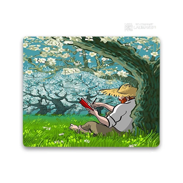 Liten musmatta Tecknad Van Gogh Illustration Pc Gamer-skåp Tangentbord Skrivbordsmatta Datorspelstillbehör Musmatta Animemattor ZY003233 18x22cm