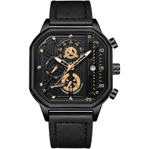 Herrar Kvartsur Klocka Mode Fyrkantig Armbandsur Luminous Analog Klocka Multifunktionell Kronograf Klocka Fritid Rostfritt Stål Herrklocka Guld A Gold A
