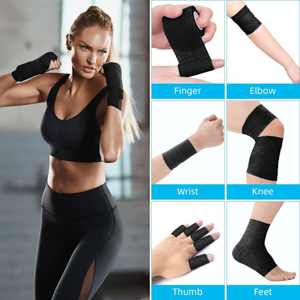 Selvklæbende Sportsbandage, 8 Ruller 5cm x 4.5m, Fodbold Skinneben & Ankel Tape, Kæledyr & Veterinær Wrap 5cm*4.5cm (black)