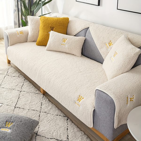 1:a Sherpa Soffa Slipcover Hundvänligt Sofföverdrag Plysch Sittdyna Skydd Fuzzy Halkfri Sofföverdrag