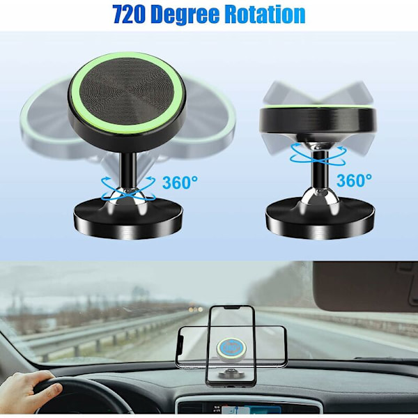Magneettinen autopuhelinpidike universaali autopidike, 720 asteen pyörivä puhelinpidike vahvalla magneetilla iPhone Samsung, Huawei älypuhelimille ja GPS:lle