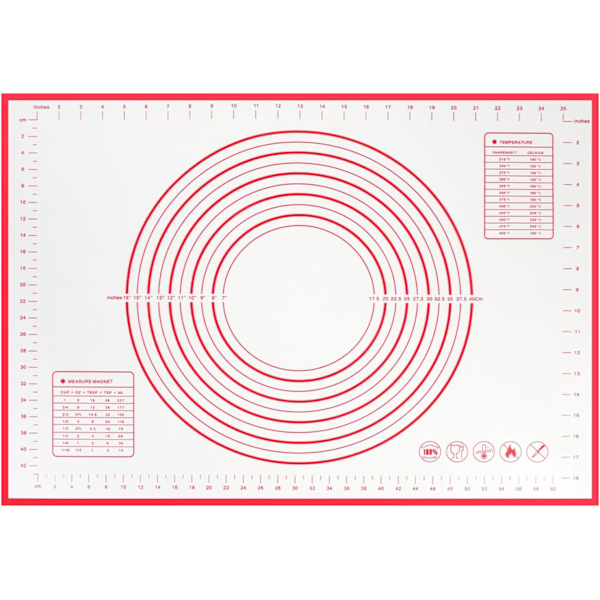 Non-stick Dej Rullemåtte, 70×50cm Silikon Dej Rullemåtte, Skridsikker Silikon Bagemåtte, Madplade, Kagemåtte, Kagemåtte, Kage/Pizza Måtte 70*50CM - red
