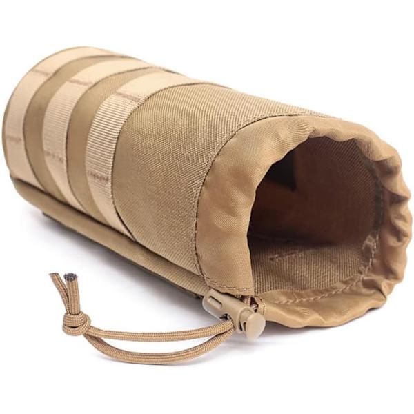Vedenpitävä pullo pussi vesipullon hihna laukku Molle pussi retkeily pullon kantolaite pidike reppuun Vaellus Pyöräily Ruskea Brun
