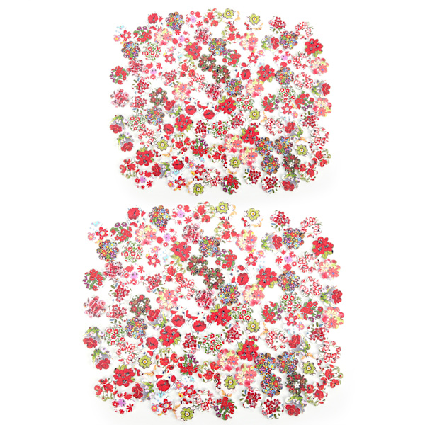 200 stk malte blomsterknapper i tre, blandet, for DIY-søm og håndverk, 2 hull, 20 mm