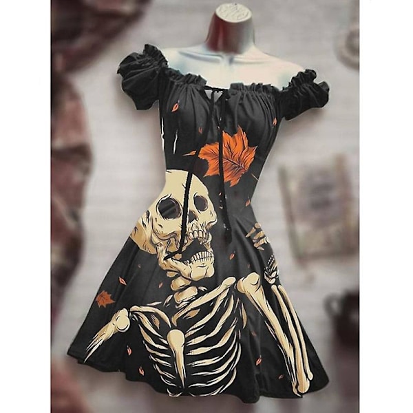 Halloween-kjole til kvinder, festlig vintage-kjole, elegant a-linje-kjole, cocktailkjoler, gotisk kjole, stil 6 style 6 4XL