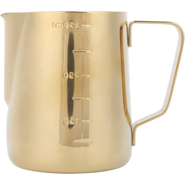 Rustfritt Stål Melkeskummer Kopp Mugg med Skala for Hjem Latte Art Kaffetilbehør Kafeer Gull 600ML (350ML (med vekt)) 350ML (med våg)