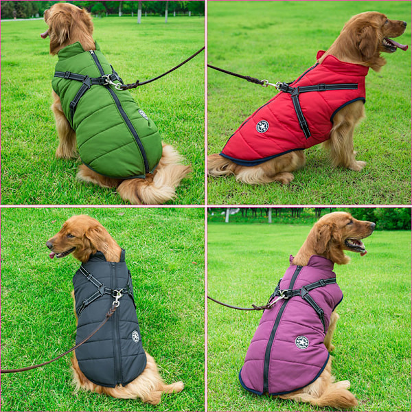 Hundjacka Hundväst med Hundsele Hundar Väst Jacka Vinter Varma Hundkläder S-2XL röd red red M red M