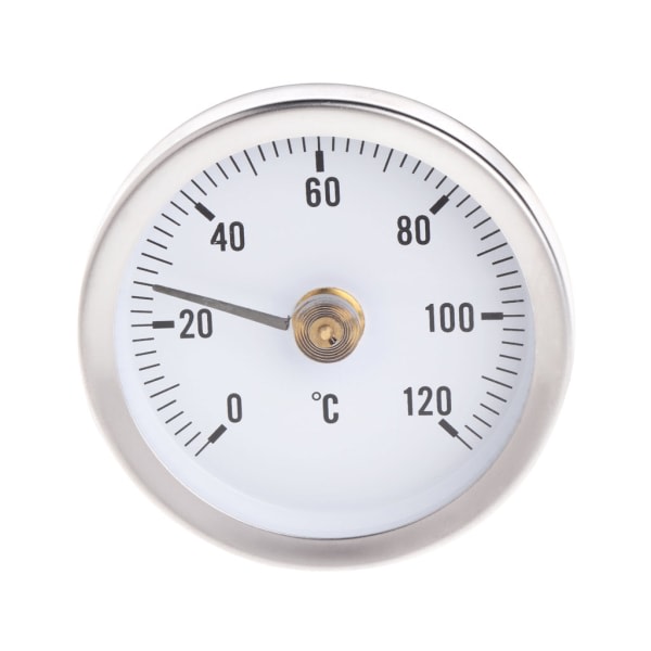 SQBB Högpresterande termometer Bimetall, rostfritt stål Ytrör Clip-on fjädertemperaturmätare 0-120 grader Hållbar-