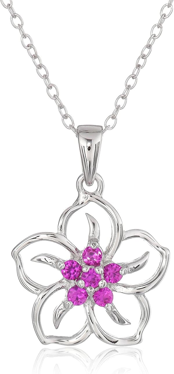 Samling Sterling Silver Gemstone Blomsterhänge halsband