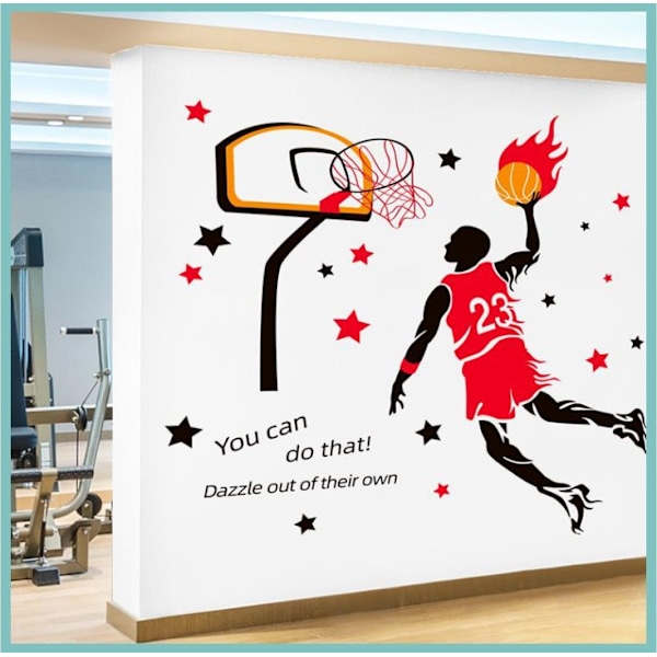 Veggklistremerke for innendørs basketballkast Veggklistremerke DIY kunstveggklistremerke (23 basketball 74*73 cm)