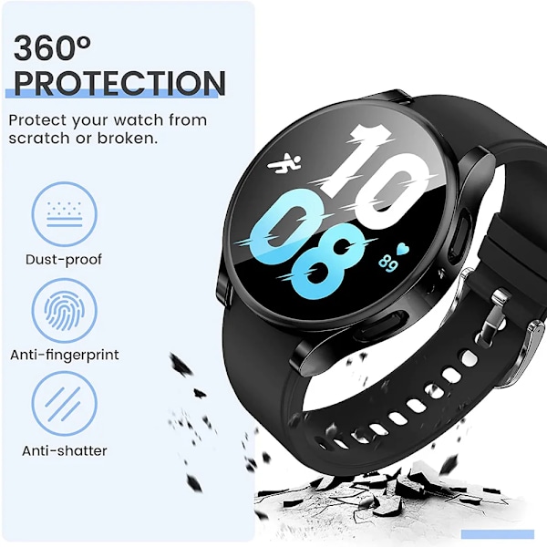 Etui til Samsung Galaxy Watch 4 5 6 40 mm 44 mm Cover Dækning Silikon TPU Bumper Skærmbeskyttelse Fuld tilbehør Sølv Galaxy Watch6 40mm