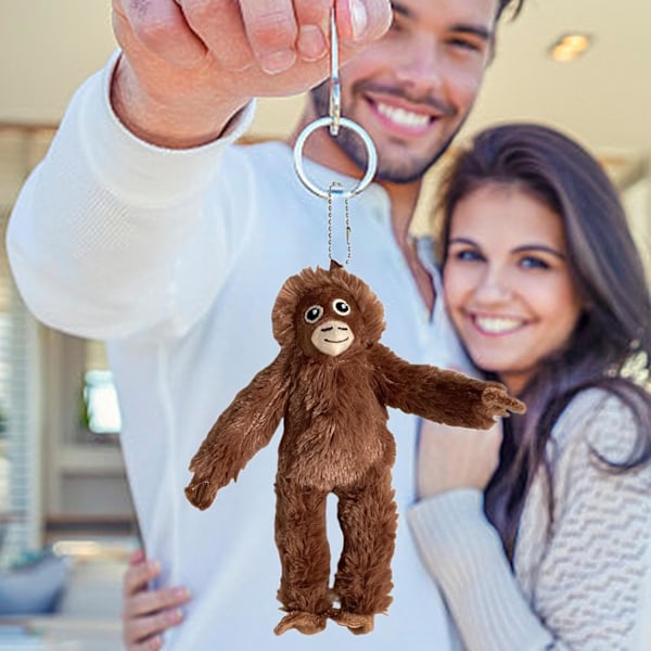 Orangutan-pehmolelu - Pehmeä roikkuva eläinhahmo laukkuja, autoja ja reppuja varten