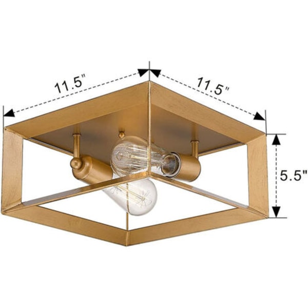 Indbygget loftlampe, antik retro loftlampe til entre, gang, soveværelse (uden pære, guld)