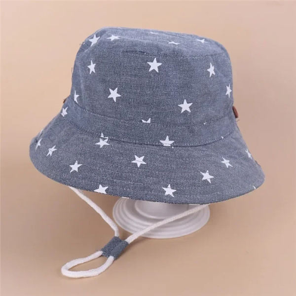 Ny Panama Baby Flickhatt Cap Resor Pojkar Fiskarkeps Cap Barn Hinkhattar Bomull Toddler Baby grå stjärna 52cm (passar 2-5 år)