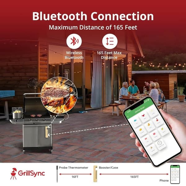 Digitalt kødtermometer Digital trådløs dobbeltsensor Bluetooth BBQ-termometer til grill, madlavning, rygning