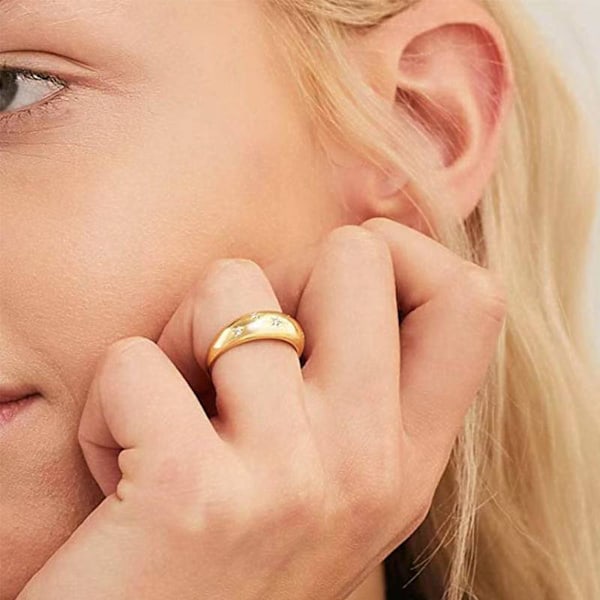 Guldringar Set, 18K Guldpläterade Stapelbara Ringar för Kvinnor
