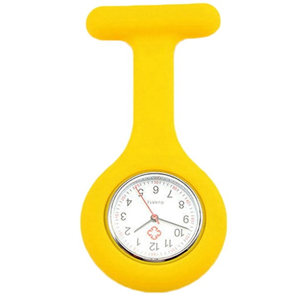 Fickur Kvinnors Digital Display Dial Clip-On Analog Klocka Fob Sjuksköterska Brosch Pin Häng Ficka Elektrisk Klocka Mode Klockor Gul