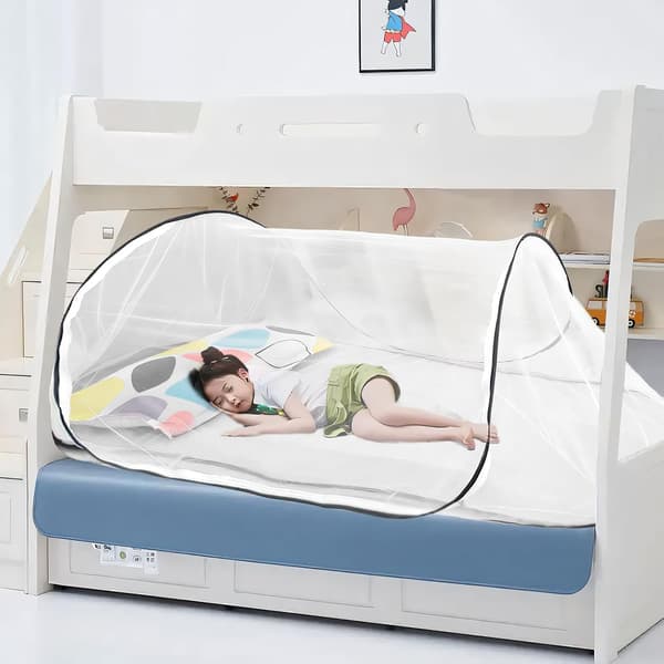 Mosquito Net Tent, Foldable Mosquito Net for Single Bed with Zipper, Pop-Up Mosquito Net Tent, No Installation Required, Portable black