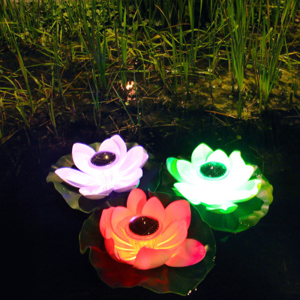 Utomhus flytande poollampor Vattentät LED Solar Lotus Light