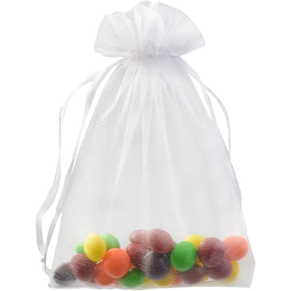 50 stk Organzaposer 3.54\"x4.33\" Satin Snørepose Smykke Gaveposer (Mix Farve) White 50 Count (Pack of 1)