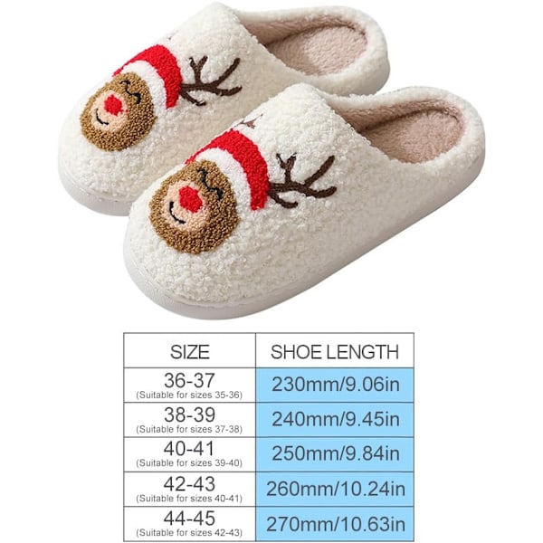 Plush Jultofflor för Kvinnor och Män, Rolig Älgdesign Red pure B 42/43 EU