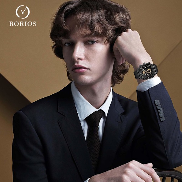Herrar Kvartsur Klocka Mode Fyrkantig Armbandsur Luminous Analog Klocka Multifunktionell Kronograf Klocka Fritid Rostfritt Stål Herrklocka Guld A Gold A