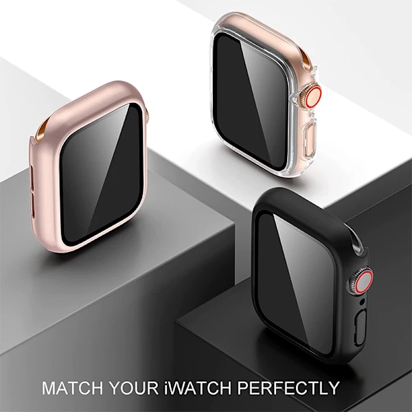 Glass Omslag För Apple Watch Fall 9 8 7 6 Se 3 Iwatch Tillbehör Skärmskydd Apple Klocka Serie 44Mm 40. Mm 38/42Mm 45Mm 41Mm Rosa 45mm serie 7 8 9