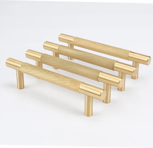 Massive messinggreb til skabe, 5 stk. guld, 128 mm, moderne til skuffer og garderobeskabe
