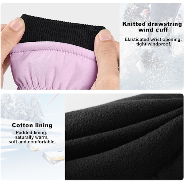 Varm Vattentäta Vinter Skidhandskar | Anti-Halk Snowboardhandskar för Män - Perfekt för Vintersport Pink D
