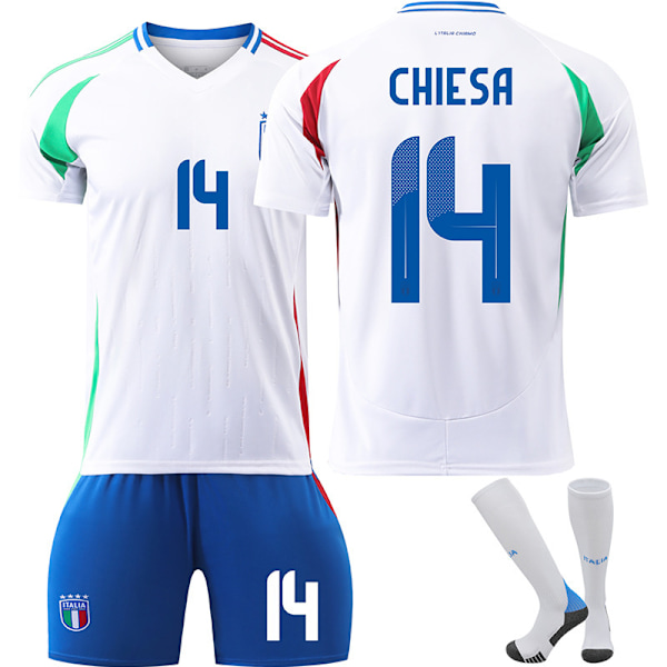 UEFA EM 2024 Italian Away Jersey Lapset Jalkapallopaidat No.14 Chiesa 26 No.14 Chiesa 26